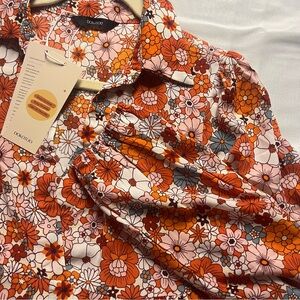 DoKotoo Women's New M Floral Summer Long-Sleeved A-Line V-neck Flowy Maxi Dress